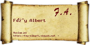 Fáy Albert névjegykártya