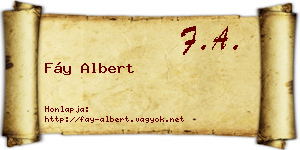 Fáy Albert névjegykártya